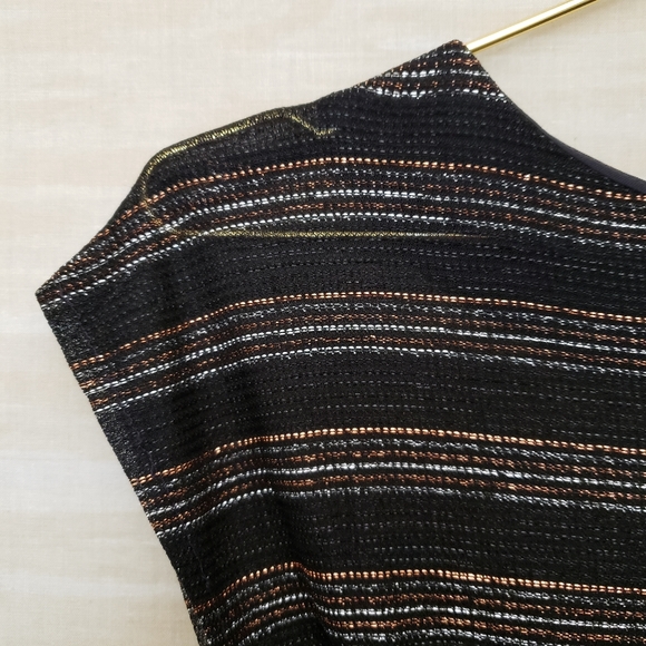 S vintage 70's/80's sparkly black disco dress w/tie - Picture 7 of 7